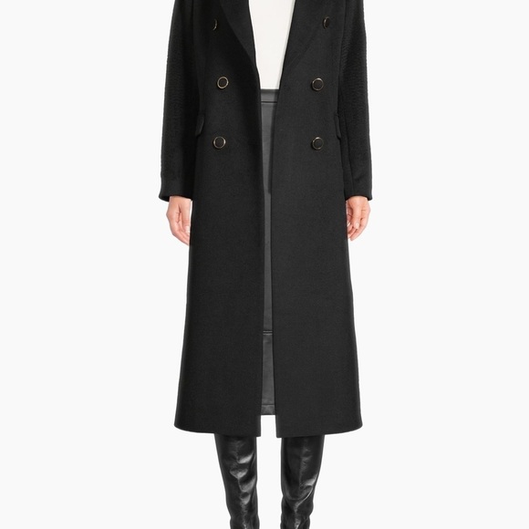 Milly Wool Blend Black Double Breasted Coat NWT Size XS - Picture 3 of 7